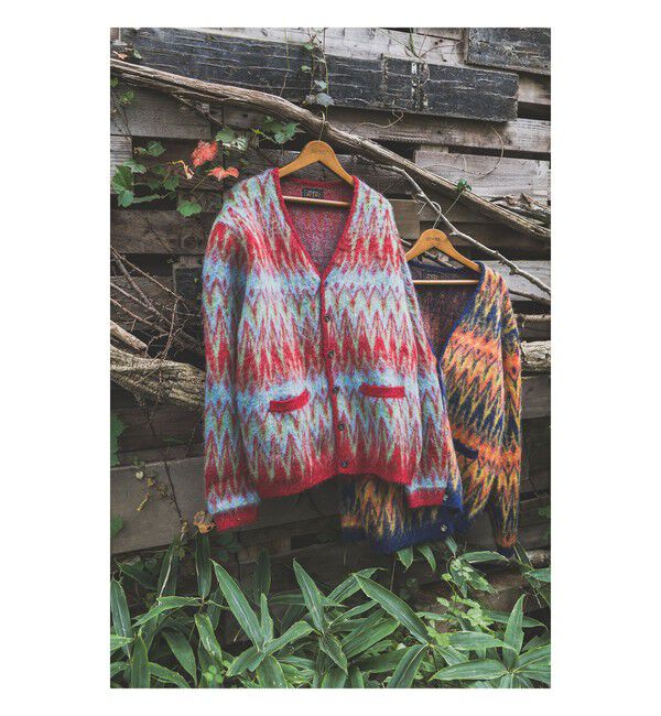 BEAMS PLUS「Cardigan Double Jacquard Chevron Pattern」|ニット・セーター|