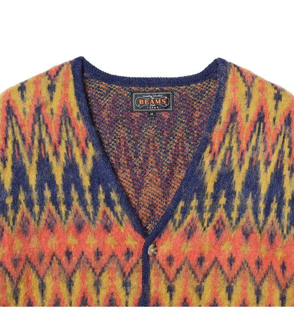 BEAMS PLUS「Cardigan Double Jacquard Chevron Pattern」|ニット・セーター|