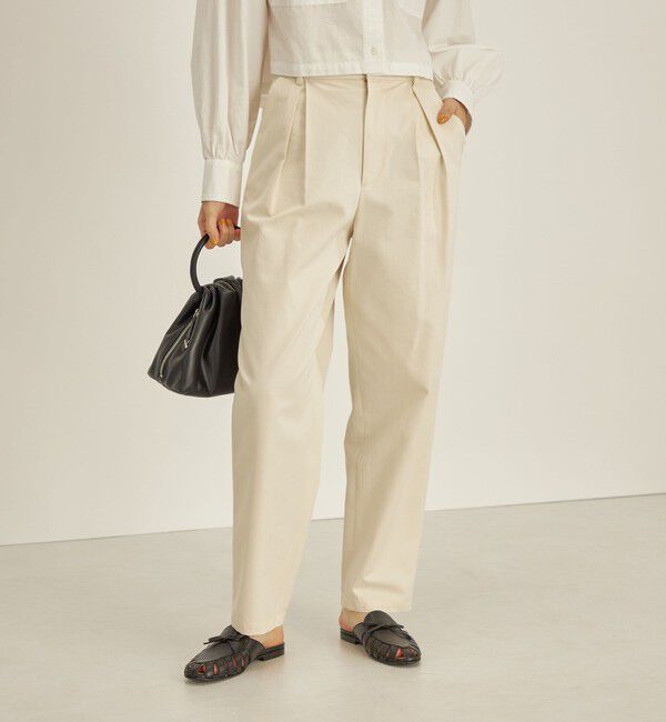 SHIPS for women「〈手洗い可能〉綿 ギャバ マーベルト タック パンツ◇」|その他|オフホワイト