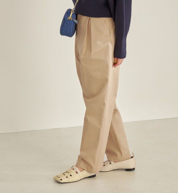 SHIPS for women「〈手洗い可能〉綿 ギャバ マーベルト タック パンツ◇」|その他|ベージュ