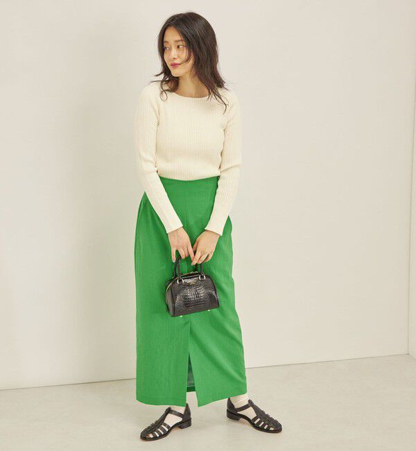 SHIPS for women「〈手洗い可能〉フェルガナ コットン ランダム リブ スクエアネック プルオーバー ◇」|ニット・セーター|