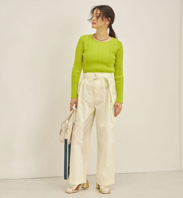 SHIPS for women「〈手洗い可能〉フェルガナ コットン ランダム リブ スクエアネック プルオーバー ◇」|ニット・セーター|