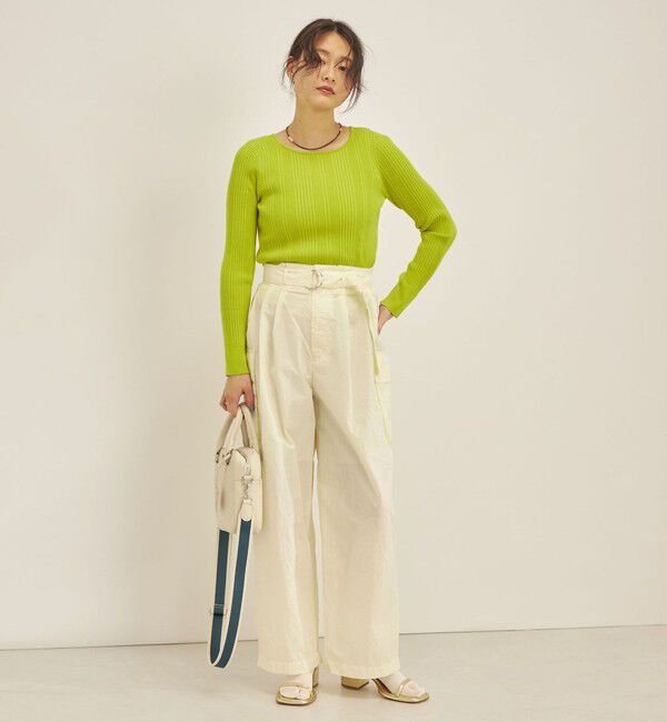 SHIPS for women「〈手洗い可能〉フェルガナ コットン ランダム リブ スクエアネック プルオーバー ◇」|ニット・セーター|