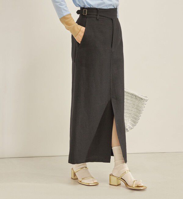 SHIPS for women「MANTECO 麻混 タイト ロング スカート◇」|スカート|ブラック