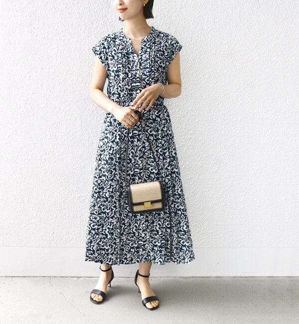 SHIPS for women「【WEB限定】〈洗濯機可能〉ドット 花柄 サイド プリーツ フレンチスリーブ ワンピース」|ワンピース|