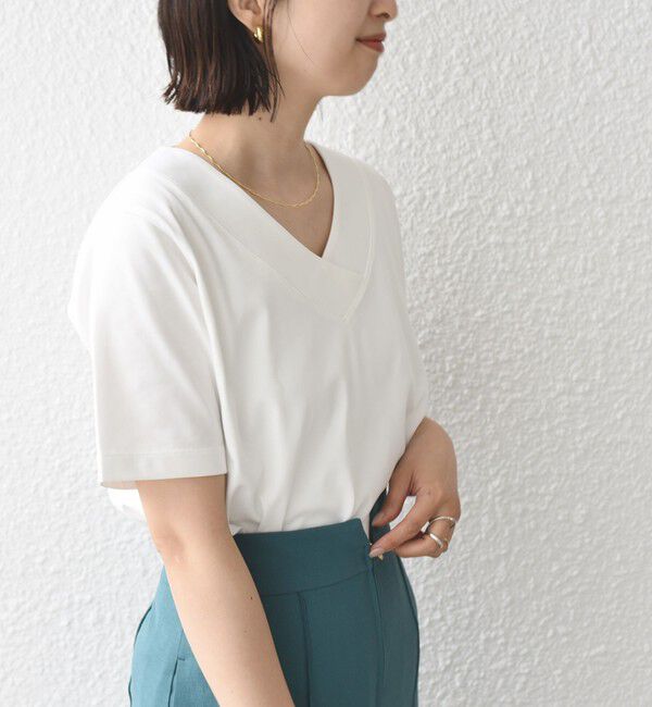 SHIPS for women「【WEB限定】〈ネックが選べる2サイズ展開〉オーガニックコットン バリエーションネック TEE」|Tシャツ・カットソー|