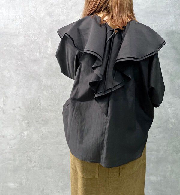 SHIPS for women「〈手洗い可能〉marmors: 2way フリル カラー ブラウス」|シャツ・ブラウス|ブラック