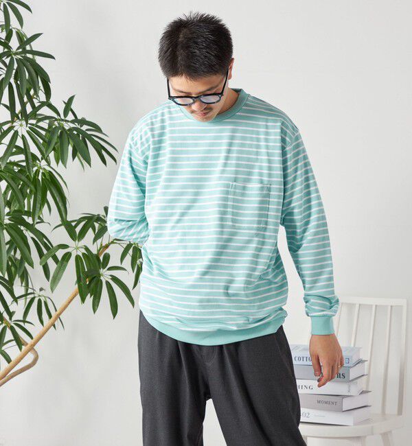 SHIPS any「SHIPS any: ソリッド / ボーダー スウェットライク Tシャツ (ロンT)◇」|Tシャツ・カットソー|