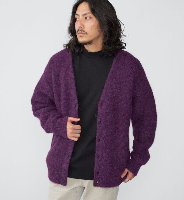 SHIPS「SHIPS: アルパカ ガーター Vネック カーディガン」|カーディガン|バイオレット
