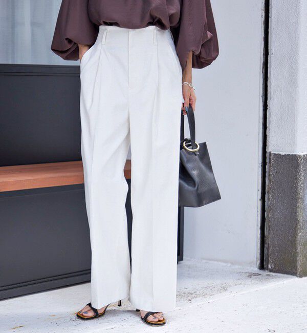 SHIPS for women「〈手洗い可能 〉ドライオックス フロント タック ストレート パンツ 25SS」|その他|オフホワイト