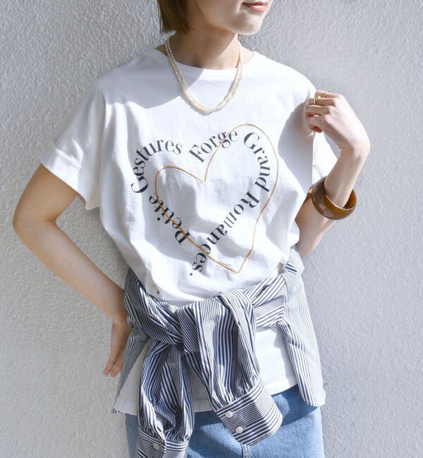 SHIPS for women「【WEB限定】〈手洗い可能〉バリエーション ロゴ 刺繍 プリントTEE」|Tシャツ・カットソー|