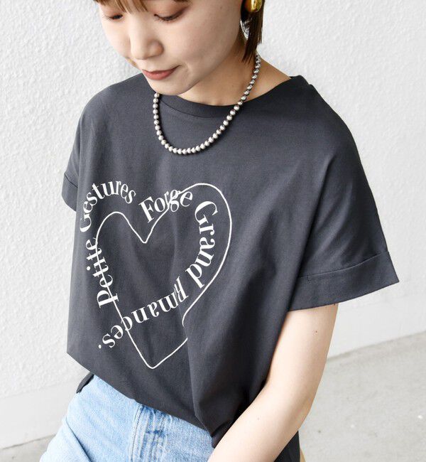 SHIPS for women「【WEB限定】〈手洗い可能〉バリエーション ロゴ 刺繍 プリントTEE」|Tシャツ・カットソー|