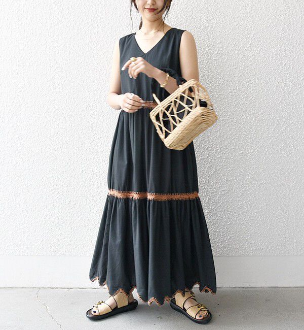 SHIPS any「bon_meur:〈洗濯機可能〉ブランケット エンブロイダリー ティアード ワンピース」|ワンピース|