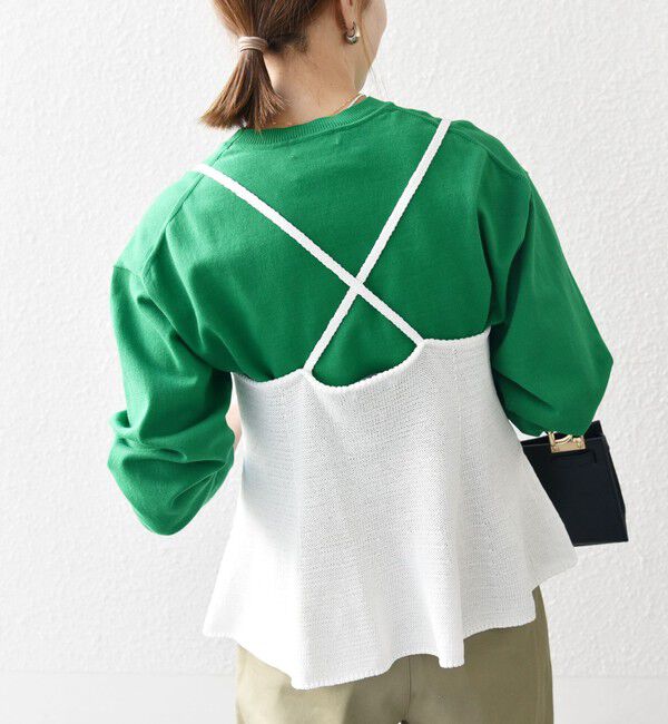 SHIPS any「SHIPS any:〈手洗い可能〉バルキー シアー フレア ニット キャミソール」|キャミソール|ホワイト