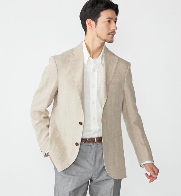 SHIPS「SHIPS: リネン ソリッド シャツ ジャケット」|テーラードジャケット|ベージュ