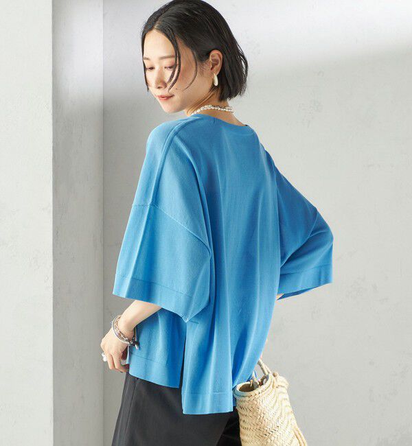 SHIPS for women「〈手洗い可能〉18G コットン ナイロン ワイド スリーブ プルオーバー」|ニット・セーター|