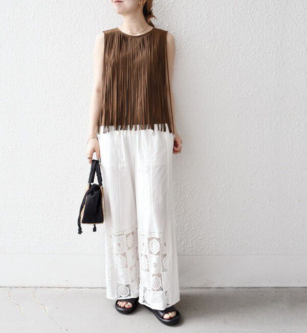 SHIPS any「bon_meur:〈手洗い可能〉フリンジ チャーム ノースリーブ プルオーバー」|ベスト・ジレ|