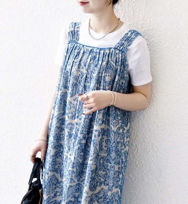 SHIPS any「SHIPS any:〈手洗い可能〉メッシュ ジャカード ギャザー Iライン ワンピース」|ワンピース|