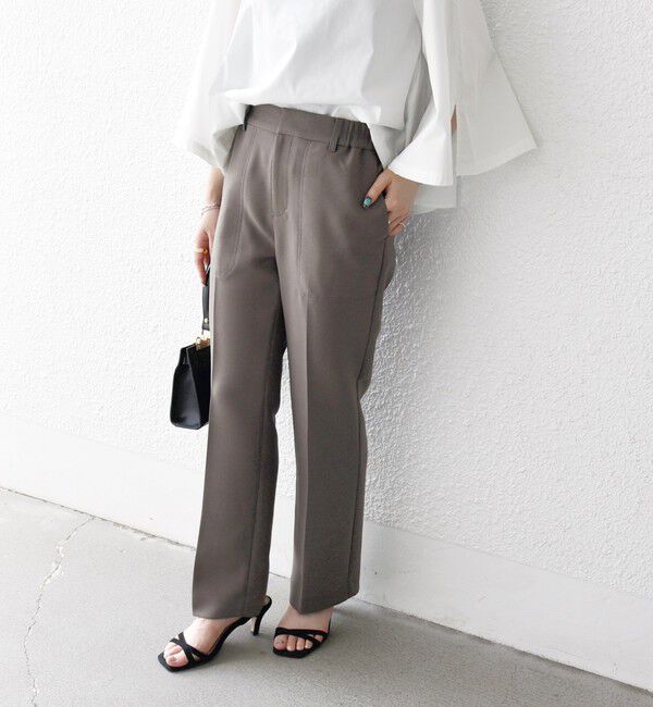 SHIPS any「SHIPS any:〈洗濯機可能〉ダブルクロス セミフレア パンツ［NAVY BLUE］」|その他|ブラウン