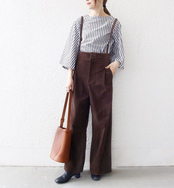 SHIPS any「SHIPS any:〈手洗い可能〉コーデュロイ サスペンダー付 ハイウエスト ワイド パンツ」|その他|
