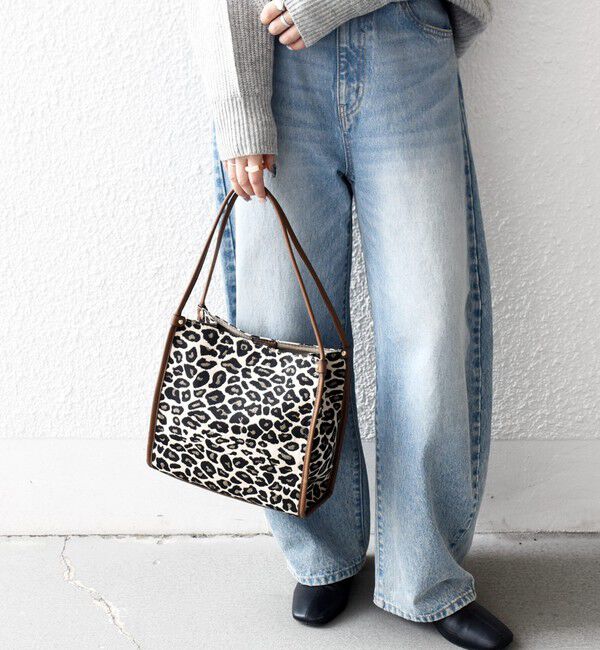 SHIPS any「SHIPS any: レオパード ゼブラ スクエア トート バッグ」|トートバッグ|キャメル