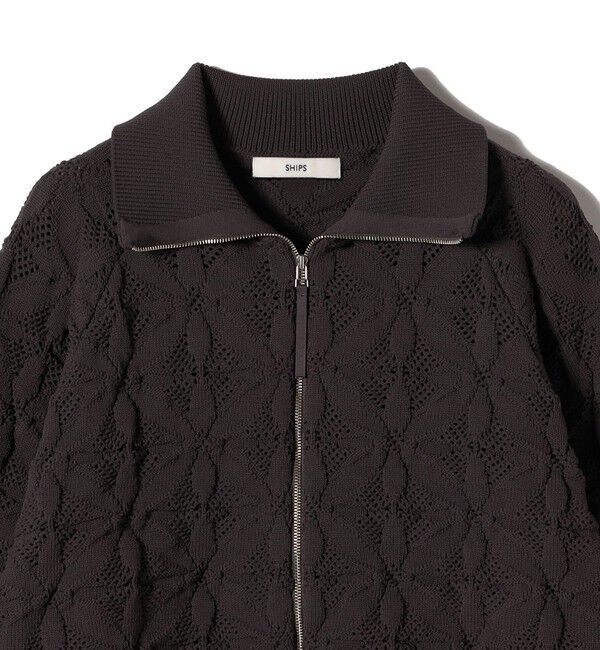 SHIPS for women「【WEB限定】〈手洗い可能〉フラワー ジャカード ジップ カーディガン」|カーディガン|