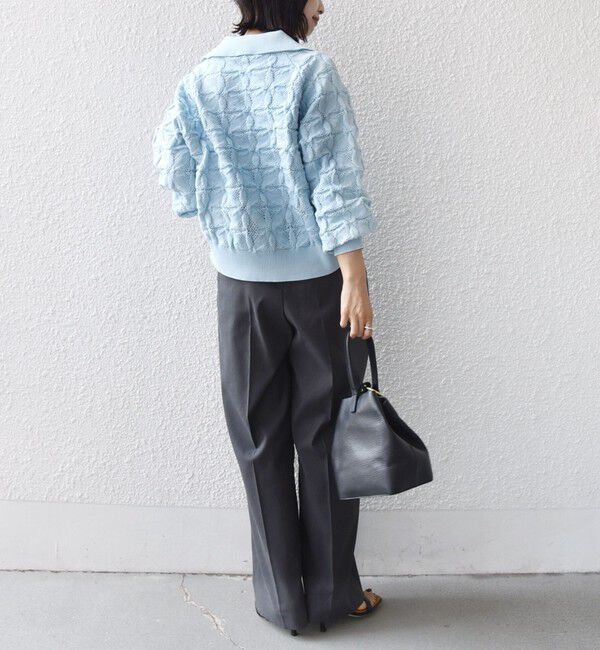 SHIPS for women「【WEB限定】〈手洗い可能〉フラワー ジャカード ジップ カーディガン」|カーディガン|