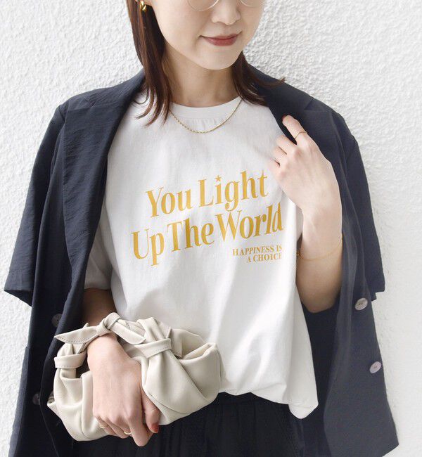 SHIPS for women「【SHIPS別注】81BRANCA: 5分袖 ロゴ TEE」|Tシャツ・カットソー|オフホワイト