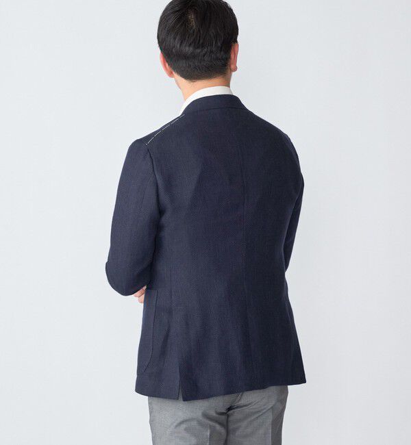SHIPS「SHIPS: Lanificio di Pray ヘリンボーン ネイビー ジャケット」|テーラードジャケット|
