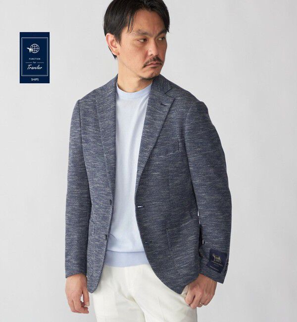SHIPS「SHIPS:〈FUNCTION〉LANIFICIO ROMA メランジ ジャージー ジャケット」|テーラードジャケット|ネイビー