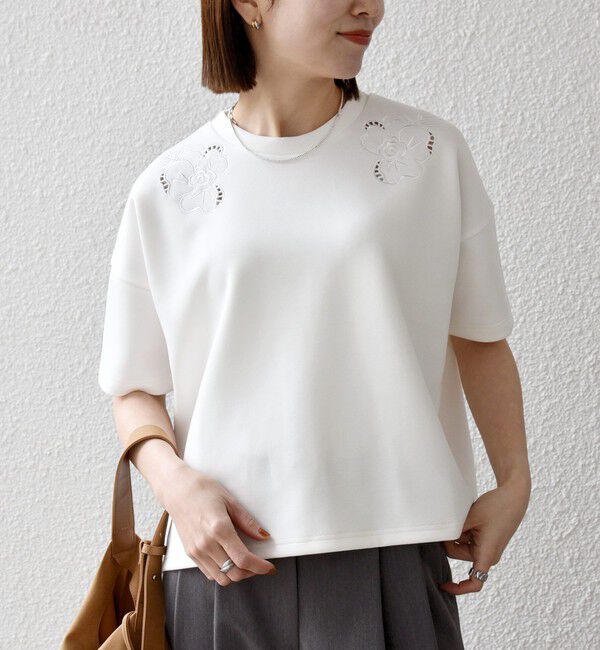 SHIPS any「《予約》SHIPS any:〈洗濯機可能〉エンブロイダリー ショートスリーブ プルオーバー」|Tシャツ・カットソー|