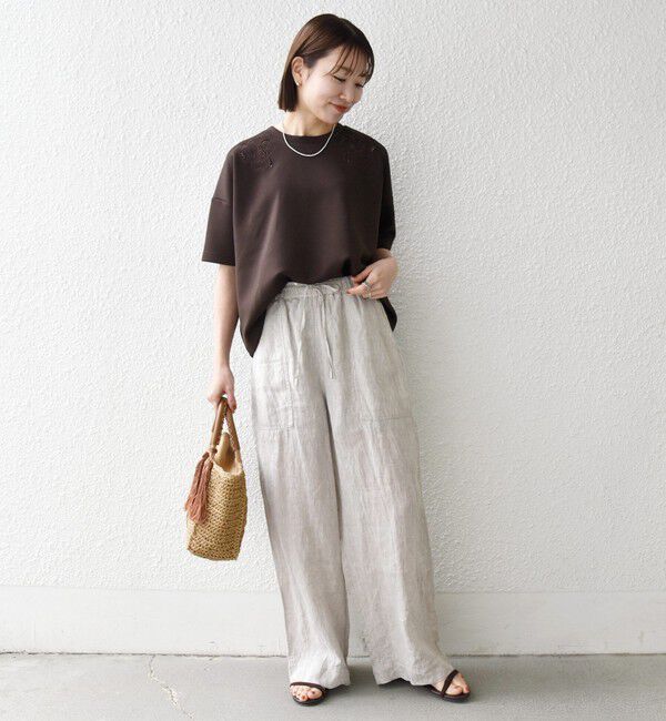 SHIPS any「《予約》SHIPS any:〈洗濯機可能〉エンブロイダリー ショートスリーブ プルオーバー」|Tシャツ・カットソー|