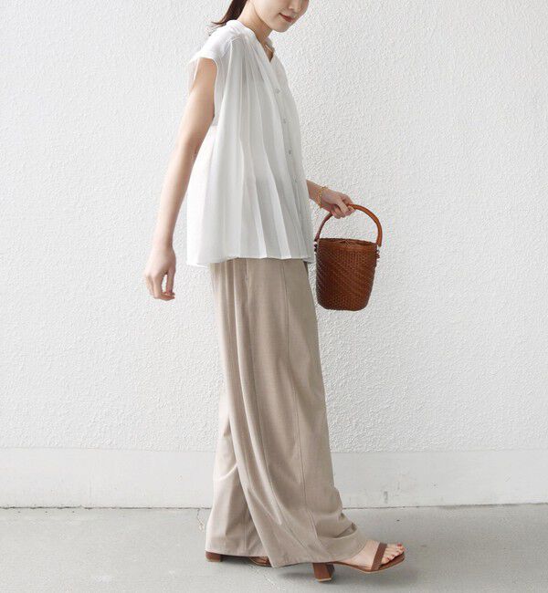 SHIPS for women「《予約》【WEB限定】〈手洗い可能〉ストレッチ ジョーゼット プリーツ スキッパー ブラウス」|シャツ・ブラウス|