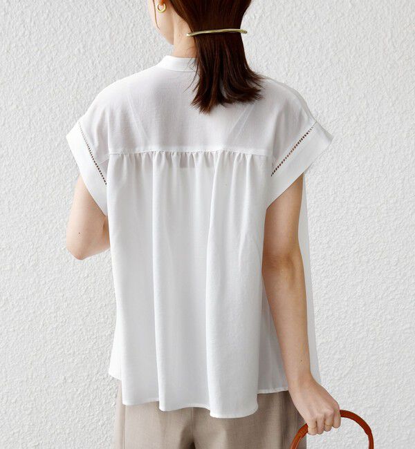 SHIPS for women「《予約》【WEB限定】〈手洗い可能〉ストレッチ ジョーゼット プリーツ スキッパー ブラウス」|シャツ・ブラウス|