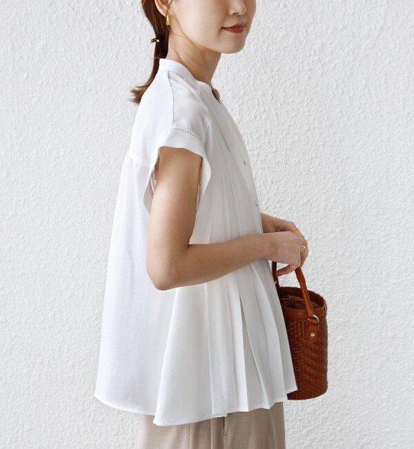 SHIPS for women「《予約》【WEB限定】〈手洗い可能〉ストレッチ ジョーゼット プリーツ スキッパー ブラウス」|シャツ・ブラウス|