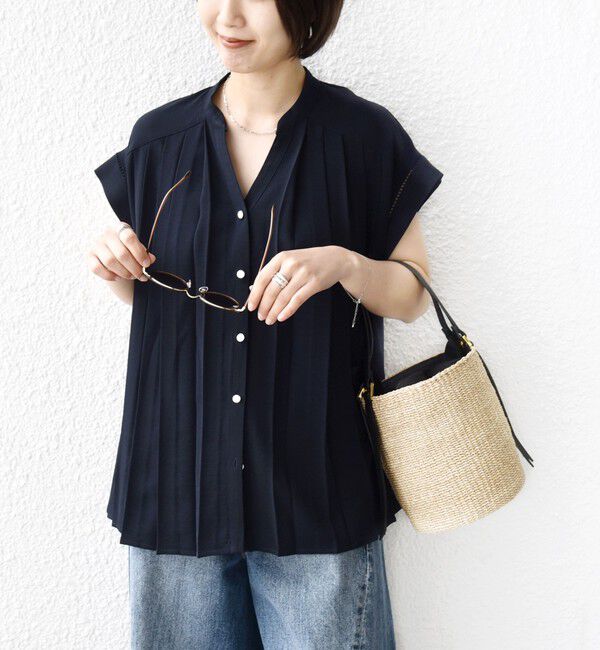 SHIPS for women「《予約》【WEB限定】〈手洗い可能〉ストレッチ ジョーゼット プリーツ スキッパー ブラウス」|シャツ・ブラウス|