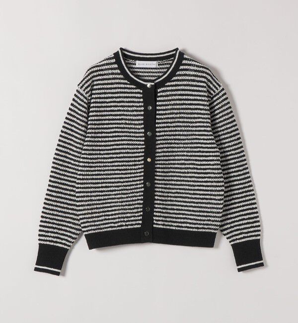 quaranciel「《予約》quaranciel: ボーダー クルーネック メタルボタン ニット カーディガン」|カーディガン|