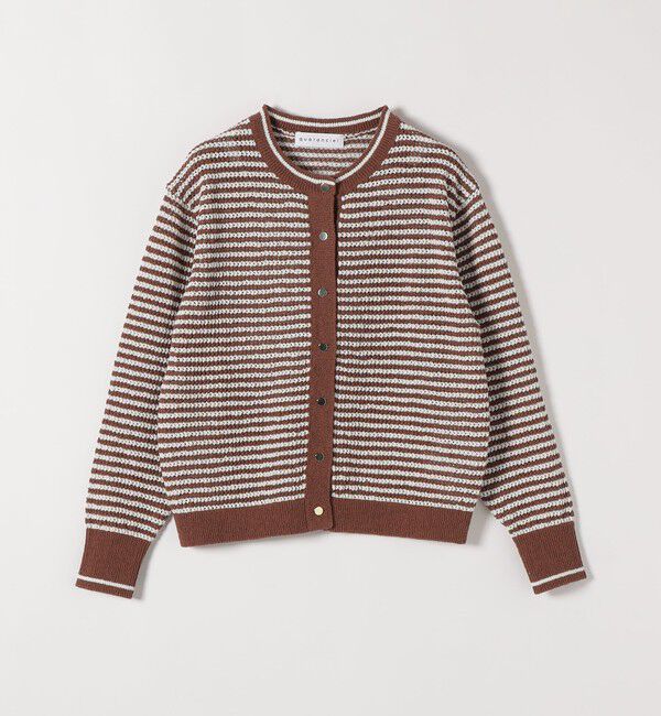 quaranciel「《予約》quaranciel: ボーダー クルーネック メタルボタン ニット カーディガン」|カーディガン|