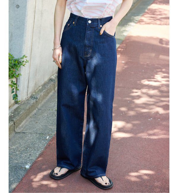 OUTDOOR PRODUCTS Usual Things「追加3 ULTライトデニムハイライズルーズ5PKT」|デニム|ネイビー