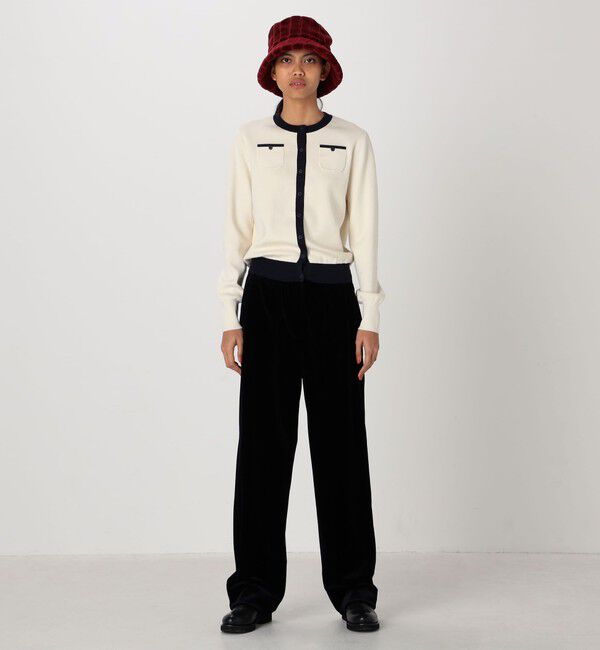 CABaN「コットンカシミヤ バイカラークルーネックカーディガン」|カーディガン|