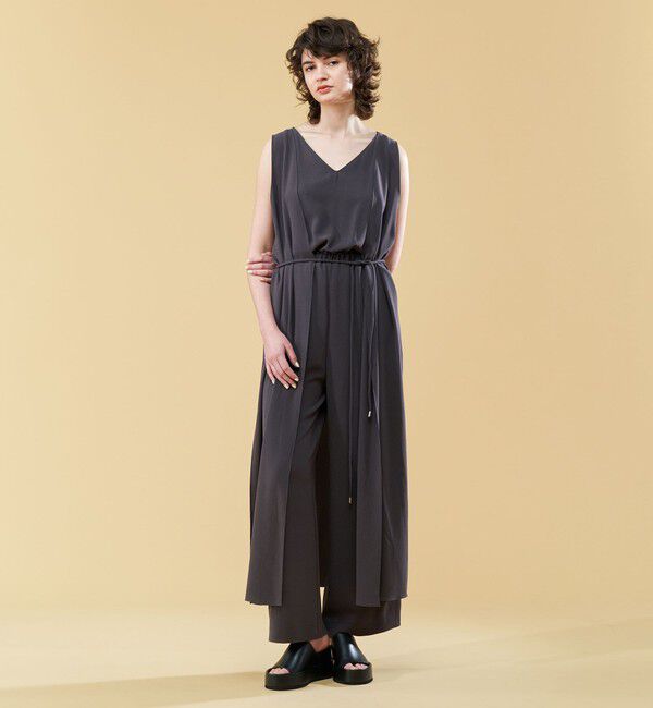 DES PRES「ジャージーライクジョーゼット ロングジレ付きオールインワン」|オールインワン|