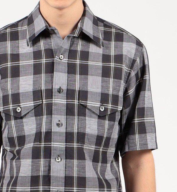 TOMORROWLAND MENS「コットンリネン マドラスチェック サファリシャツ」|シャツ・ブラウス|