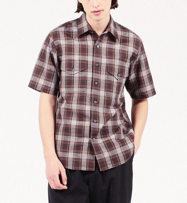 TOMORROWLAND MENS「コットンリネン マドラスチェック サファリシャツ」|シャツ・ブラウス|