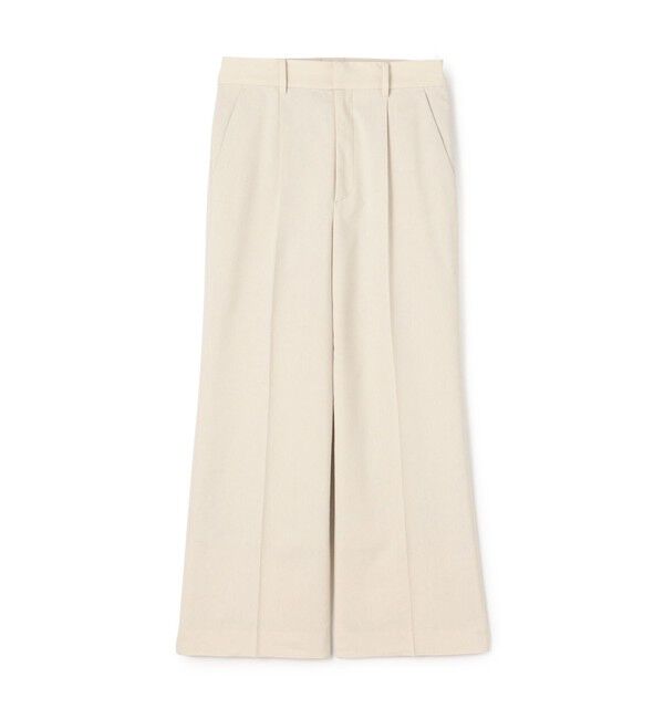 MACPHEE「ナチュラルスラブストレッチ セミフレアパンツ」|スラックス|41 ライトベージュ