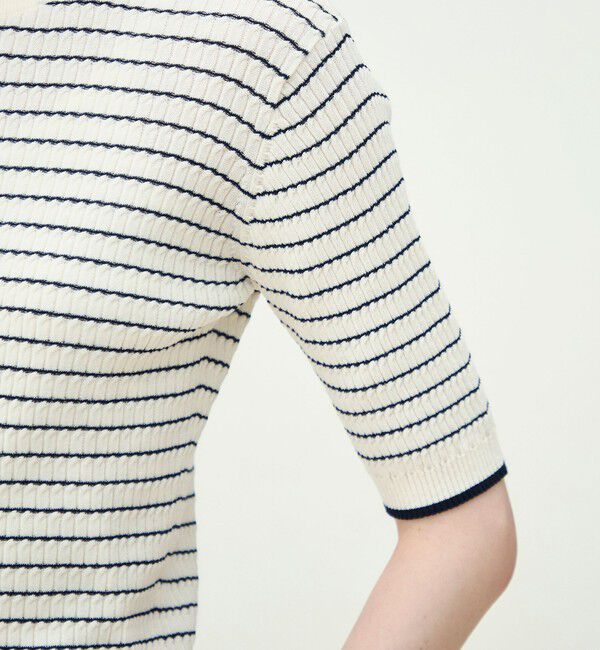 MACPHEE「コットンナイロンケーブル ハーフスリーブプルオーバー」|ニット・セーター|