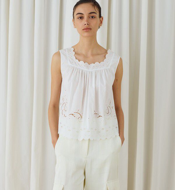 DES PRES「カットワークエンブロイダリー スリーブレスブラウス」|シャツ・ブラウス|