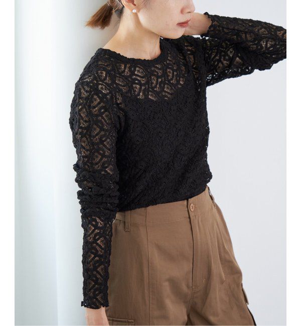 IENA「《追加3》ペイズリー ストレッチレースプルオーバー」|Tシャツ・カットソー|