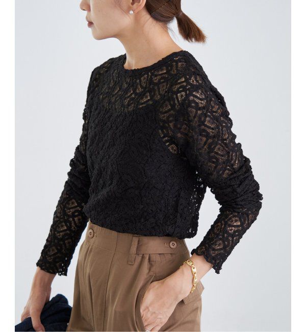 IENA「《追加3》ペイズリー ストレッチレースプルオーバー」|Tシャツ・カットソー|