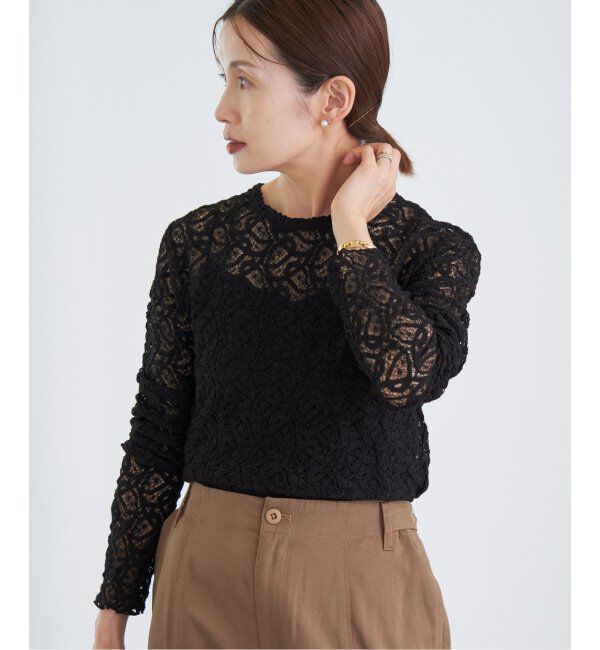 IENA「《追加3》ペイズリー ストレッチレースプルオーバー」|Tシャツ・カットソー|