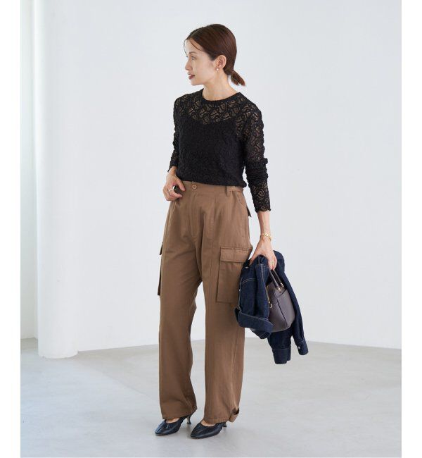 IENA「《追加3》ペイズリー ストレッチレースプルオーバー」|Tシャツ・カットソー|